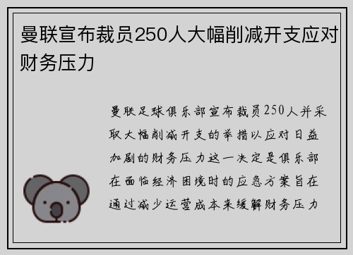 曼联宣布裁员250人大幅削减开支应对财务压力 曼联宣布裁员250人大幅削减开支应对财务压力